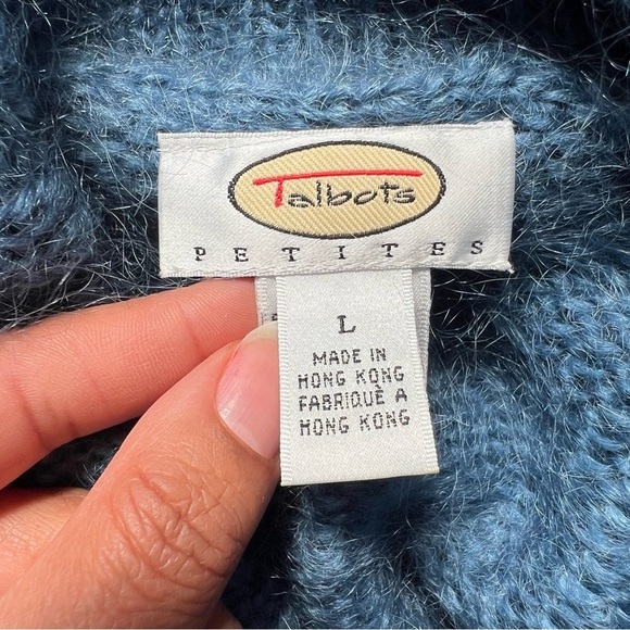Vintage Talbots Mohair Knit Sweater Women's Blue Double-Breasted Cardigan Cozy - Picture 8 of 9
